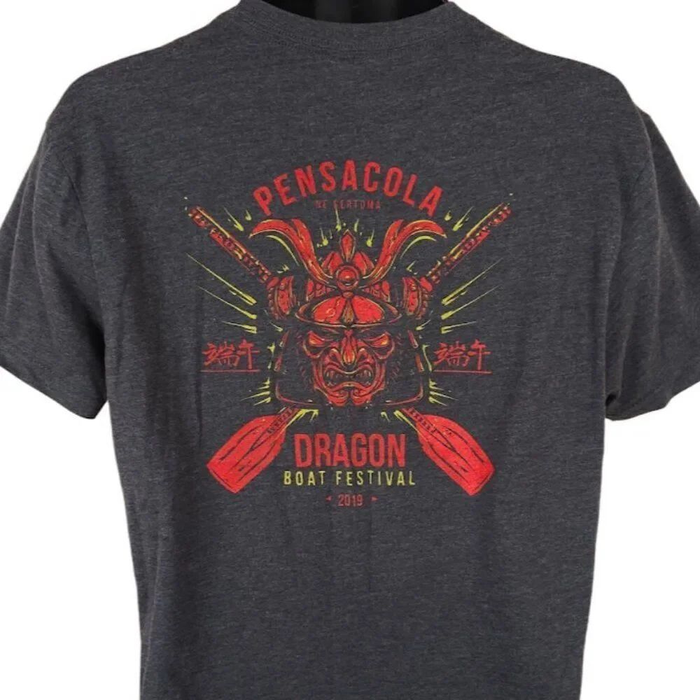 Dragon Boat Festival T Shirt Mens Size Medium Gray Pensacola Florida Destination